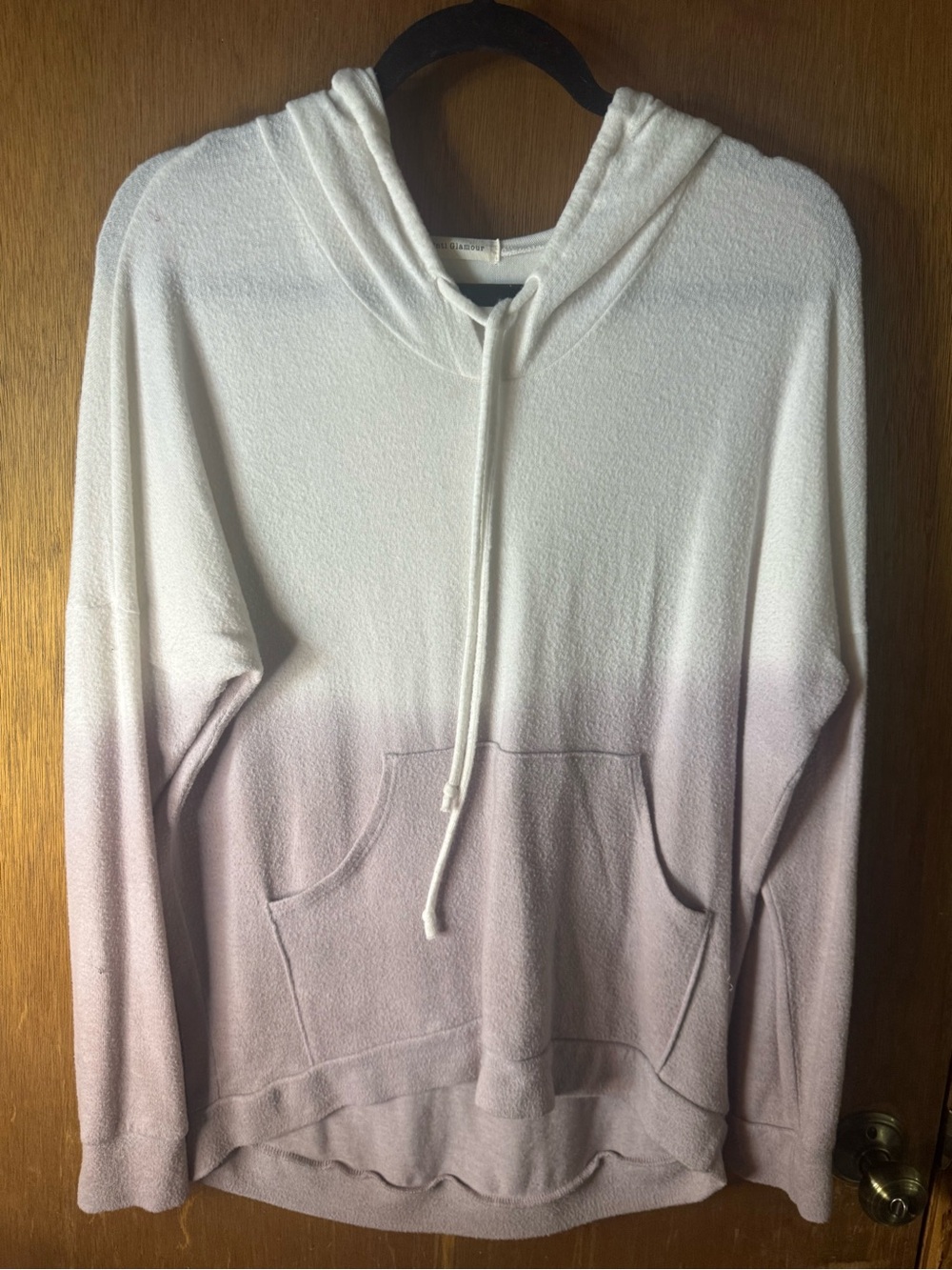 Enti Glamour Women Ombre Dip Dye Hoodie Lightweight Knit Pullover Lavender White